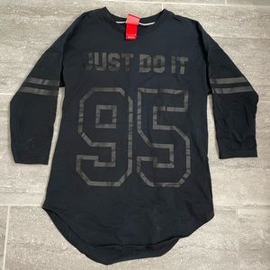 Nike Black “Just Do it” Football 3/4 Sleeve Jersey, Size Small